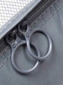 7 件/組防水斜條紋商務旅行收納袋,防塵衣物收納袋,旅行收納袋行李袋套件 - 灰色 - 查看 7