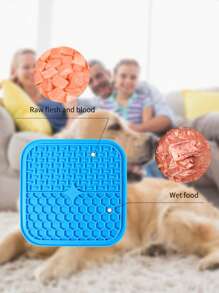 寵物防窒息慢食碗舔墊貓碗餐盤狗狗矽膠慢食墊狗碗舔盤貓中號 - 藍色 - 查看 2