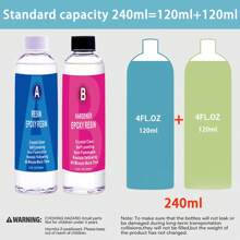 240ml 1:1 环氧树脂套装，AB 胶，适用于 DIY 珠宝、工艺品、透明硬质铸造树脂固化剂、抗黄变、低气泡 - 240ml - 查看 3