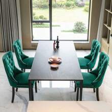 4 Piece Set Velvet Upholstered Dining Chairs, Wingback Side Chairs Button Tufted With Solid Wood Legs For Kitchen,Dining Room. - 綠色 - 查看 2