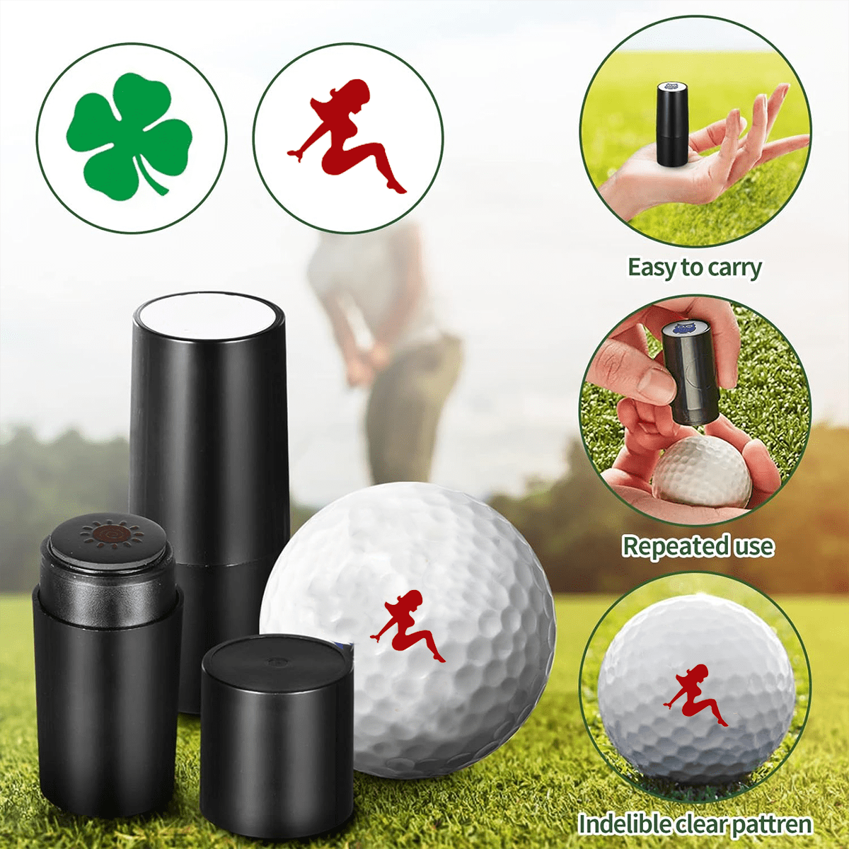 Golf Stamp Custom Golf Marks Personalized Golf Template (Green Clover