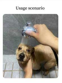 1個帶電鍍的寵物淋浴頭,淋浴刷和按摩工具,適合寵物洗澡時清潔使用 - 銀色 - 查看 10