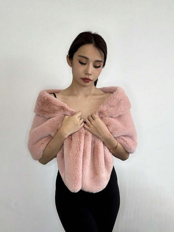 Scialle In Pelliccia Sintetica Di Volpe Multicolore Per Donne, Sciarpa Calda, Mantello, Da Abbinare All'abito Elegante Da Sera