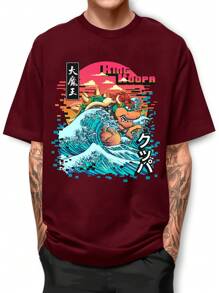 Men T-Shirts - 酒紅色 - 查看 1