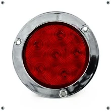 Round Ceiling Light 6 Leds Fixed Light Strobe Chrome Bezel 2 Pieces - Red - View 2