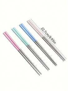 Bộ 4 đến 8 đôi đũa thép không gỉ có thể tái sử dụng, đồ dùng ăn uống cho người lớn khi đi du lịch mang về của học sinh - Nhiều màu - Xem 9