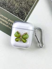 具有金屬蝴蝶設計的耳機收納盒,適用於airpods1/2,airpods Pro,airpods 3,airpods Pro（第2代） - 綠色 - 查看 3