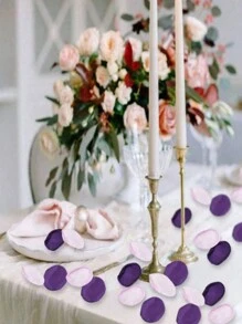 100/200入組婚禮裝飾用聚酯絲綢玫瑰花瓣,紅酒和栗色,適用於接待桌、鄉村裝飾、花童籃、走廊紅地毯、新娘派對 - 紫色和粉紅色 - 查看 4