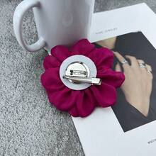 11 Colors New Fabric Three-dimensional Flower Brooch Women Wedding Accessories Gifts - Hot Pink - View 3