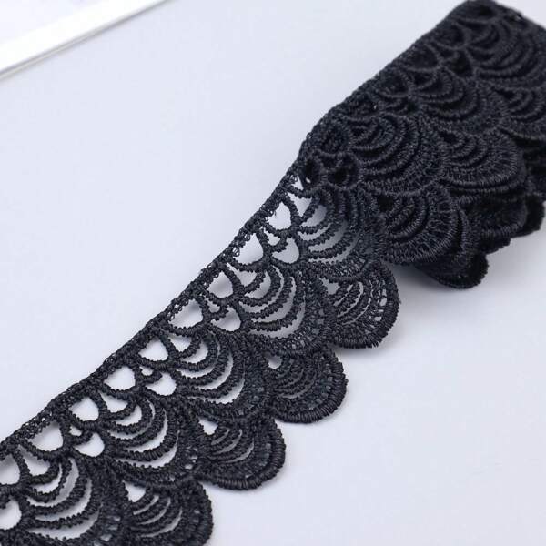 ZNZAKKA Black Venice Lace Trim 1 Yard Scalloped Embroidered Edge Ribbon For Home Decor,Sewing,Crafts, Dress, Gift Wrapping,Wedding