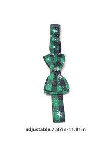 1pc Pet Christmas cat and dog bow tie, snow bow bow tie - Green - View 2