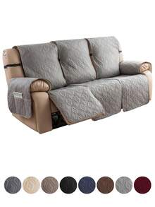 3pcs/Set Couch Cover For Reclining Couch 3 Seat Non-Slip, Recliner Sofa Covers For 3 Cushion Couch, Recliner Couch Cover Furniture Protector With Elastic Straps For Pets, Dogs - Light Grey - View 4
