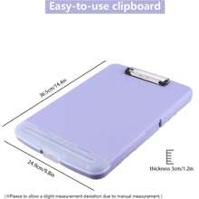 Clipboards A4 Clip File A4 Binder Storage Nursing Clipboard Plastic Side Opening Box Waterproof PVC Flip Material Document Drawing Pad Clip Organizer File Board Note Office Conference(Light Purple) - Mauve Purple - View 2