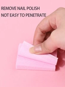 200片/包 无纺布指甲清洁湿巾，卸甲棉片，美甲清洁巾，美甲用品 - 粉色 - 查看 4