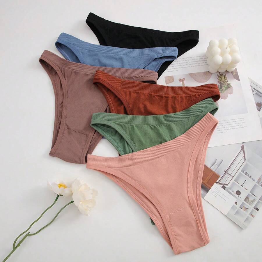 6Pcs Sexy Soft Stretchy Briefs Female Underpants - Multicolor - View 1