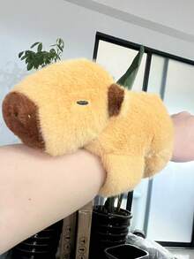 1入組20cm/7.9in印度水豚填充毛絨玩具,創意印度水豚爪腕帶snap手環 - 棕色 - 查看 3