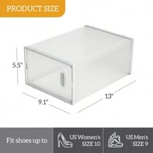 ITopRoad Shoe Storage Boxes 6 Pack Clear Plastic Stackable - White
