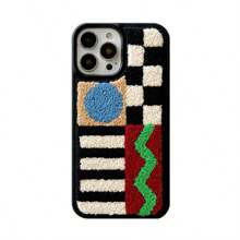 Apple Vintage Autumn/Winter Ins Style Plush Embroidered Geometric Pattern Phone Case Compatible With Iphone 14 Pro Max, IPhone 13, 12 Pro, X, XS, XR, 11, 16 Pro Max, 15