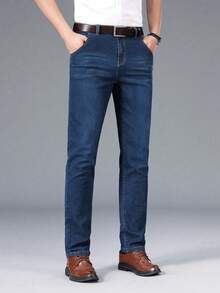 Men Pants - 深色水洗藍 - 查看 5
