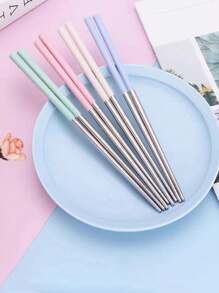 Bộ 4 đến 8 đôi đũa thép không gỉ có thể tái sử dụng, đồ dùng ăn uống cho người lớn khi đi du lịch mang về của học sinh - Nhiều màu - Xem 2