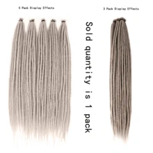 1包（每包10條）合成纖維針織辮髮型,淺灰色,0.6厘米細,中號,24英寸,適用於日常佩戴 - 淺灰色 - 查看 7