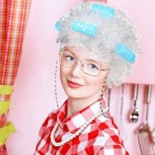 9入組老太婆化妝套裝,適用於100天學校活動和奶奶化妝裝扮,短卷白假髮 - 白色 - 查看 8