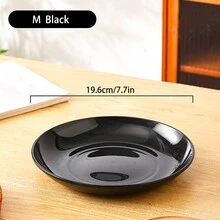 1pc Black Reusable, Unbreakable Plastic Food Plate, Lightweight Camping Dish, Various Color Microwave Safe Plate, Kitchen Dishwasher Safe (3 Sizes) - Black - View 5