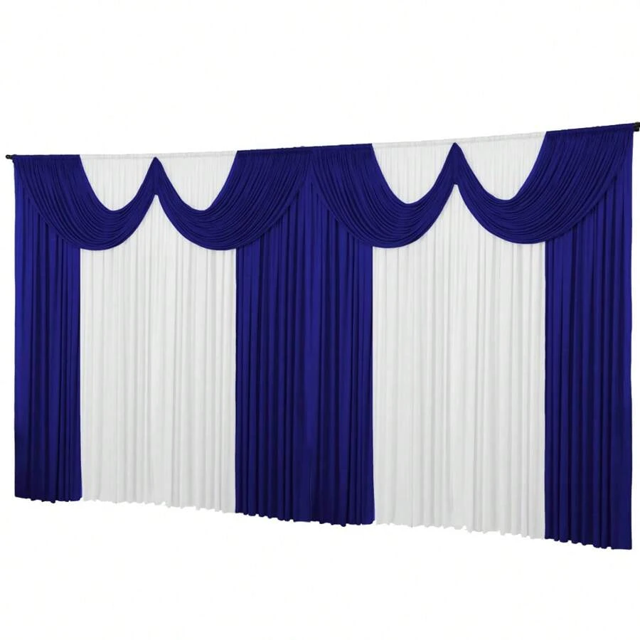 Dennis Confecções Curtains - Azul Real y Blanco - Ver 1