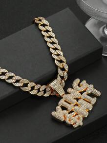 1件男士嘻哈3D水钻镶嵌双排字母和King Hit标志吊坠项链，个性化街舞饰品 - king hit吊墜項鍊 - 查看 4