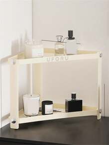 1入組化妝品收納盒,多層化妝品展示架,雙層設計,三角形狀,大尺寸簡約設計,適用於浴室,臥室梳妝台,米白色 - 米色 - 查看 1