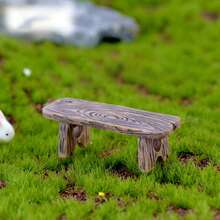 1pc Resin Vintage Simulated Wooden Long Stool Miniature Landscape Decorative Item For Succulent Arrangements Diy - Brown - View 5