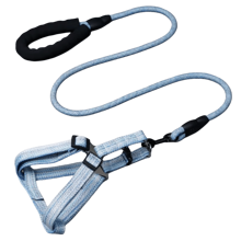 1條藍色寵物牽繩長手把拉繩亞麻圓繩胸部和背部牽引帶,耐用的寵物牽繩,適用於戶外活動 - 藍色 - 查看 2