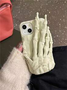 High-End 3d Skull & Hand Palm Design Phone Case Compatible With Apple Iphone 15/14pro/13/11, Creative And Personalized - Beige - View 1