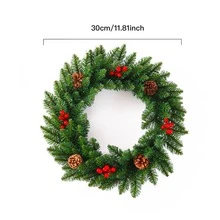 11.8in/15.74in/19.68in Christmas Wreath With Pinecones And Plastic Pine Needles For Christmas Decorations, 40cm Wreath With Sharp Tips Home Decor Room Decor - Green - View 6