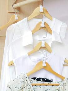 Thicker Fashionable Clothes Hanger Connector Clips To Save Space, Space-Saving Wardrobe Organizer, Home Stackable Hanger Accessory - White - View 2