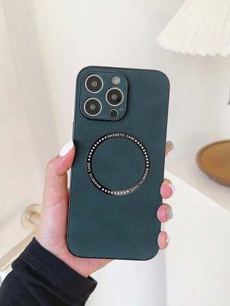 Echtes Leder Magsafe CD Ring Anti-Fall Handyhülle kompatibel mit iPhone