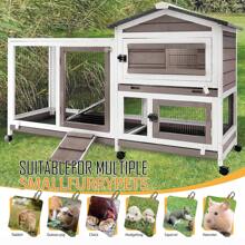 PETSCOSSET Rabbit Hutch Indoor - Rabbit Hutch Outdoor Rabbit Cage Indoor Large Rabbit Cage On Wheels, Ramp, Waterproof Asphalt Roof Bunny Hutch Guinea Pig Cages Small Animal Hutch For Hamster Ferret - Grey - View 6