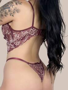 Women Sexy Lingerie Sets - 酒紅色 - 查看 6