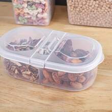 1 件塑膠冰箱收納盒,適用於起司和奶油、水果和蔬菜,雙層翻蓋鎖食品收納容器 - 白色 - 查看 6