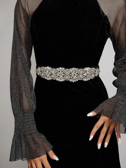 派对 1 件新款弹性腰带，带水钻装饰，适合连衣裙、外套、长袍，万圣节夏季、学校秋季、秋季、万圣节