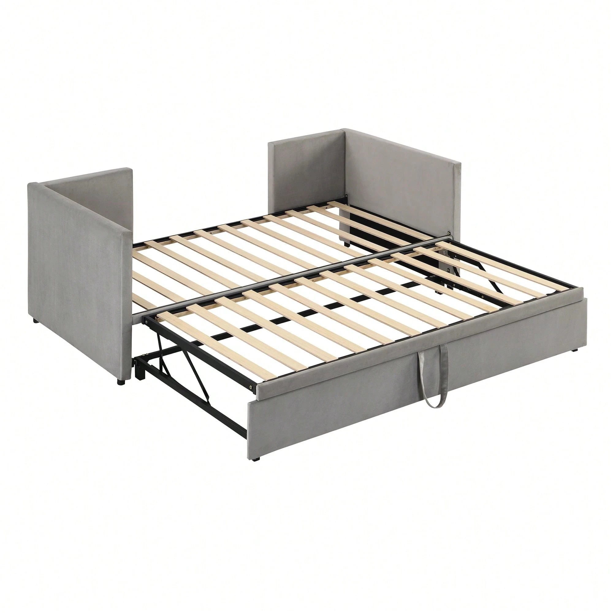 Yoglad Modern Twin Daybed Frame, With Pop Up Trundle Sofa Bed