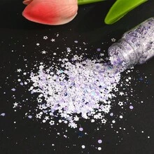 6色粗片彩色亮片-春季色彩,彩虹閃爍花蝴蝶形狀的閃光碎片金屬星星心型亮片指甲亮片水鑽亮片,可用於丙烯酸指甲工藝樹脂表面-每瓶含0.7盎司 - Set of 6 colors - 查看 4