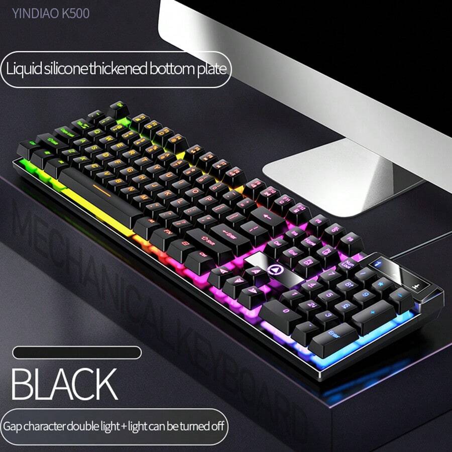 YINDIAO K500 Keyboard Wired USB Computer Gaming Device Office Silent Mechanical Touch Keyboard Laptop Universal