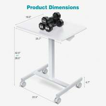 Sweetcrispy Sweetcrispy Small Mobile Rolling Standing Desk - Overbed Table, Teacher Podium with Wheels, Adjustable Height Table, Rolling Desk Laptop Computer Cart for Home, Office