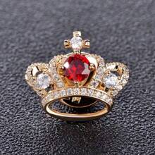 1 件韓國奢華女款微皇冠胸針,高級時尚外套西裝外套配件領針 - 杏色 - 查看 1