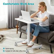 Sweetcrispy Sweetcrispy Small Mobile Rolling Standing Desk - Overbed Table, Teacher Podium with Wheels, Adjustable Height Table, Rolling Desk Laptop Computer Cart for Home, Office
