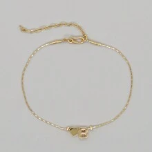 1 件 18k 鍍金鍊女式手鍊心形愛心吊飾字母 A-z 名字首飾時尚時尚設計 - 金色 - 查看 24