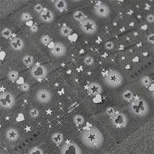 1pc 5D White Hollow Series Nail Art Stickers Heart Butterfly Star Nail Decorations Decals DIY Manicure Supplies Accessories - White - View 2