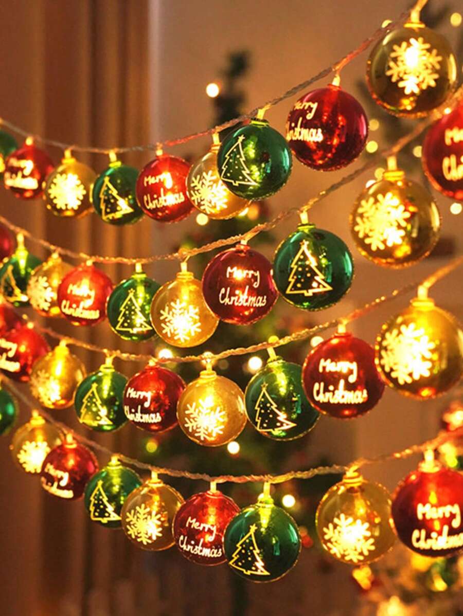 Cadena De Luces Navideñas Con Bola De Colores Para Ventana, Decoración De Sala De Estar, Creación De Ambiente Festivo, 1 Ud. - Multicolor - Ver 1