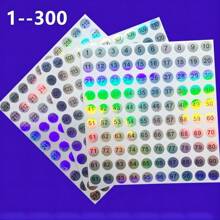 彩妝指甲油瓶編號貼紙,防水圓形標籤,激光印刷,1-300連續數字編碼,適用於相簿管理 - 銀色 - 查看 6